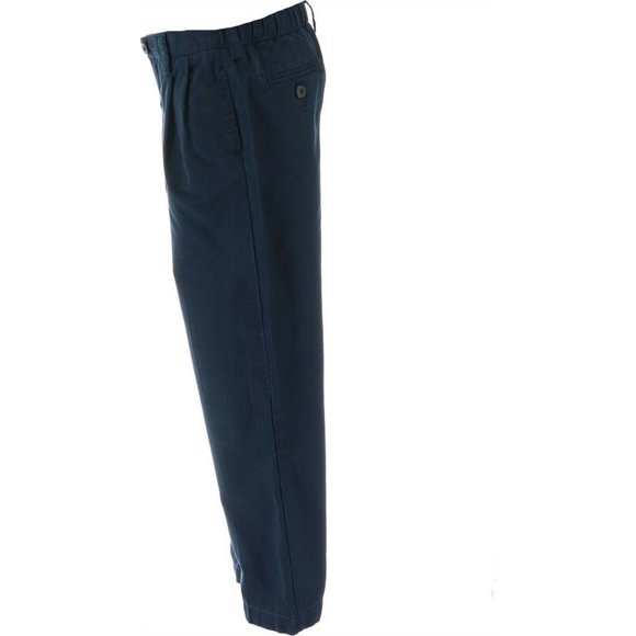 NWT LANDS' END BOY'S IRON KNEE PLEATED CHINO PANTS CLASSIC NAVY 14 - Picture 3 of 12